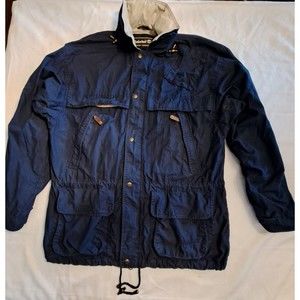 Mens Timberland Jacket Size M Blue Windbreaker Full Zip Hooded Vented 1998